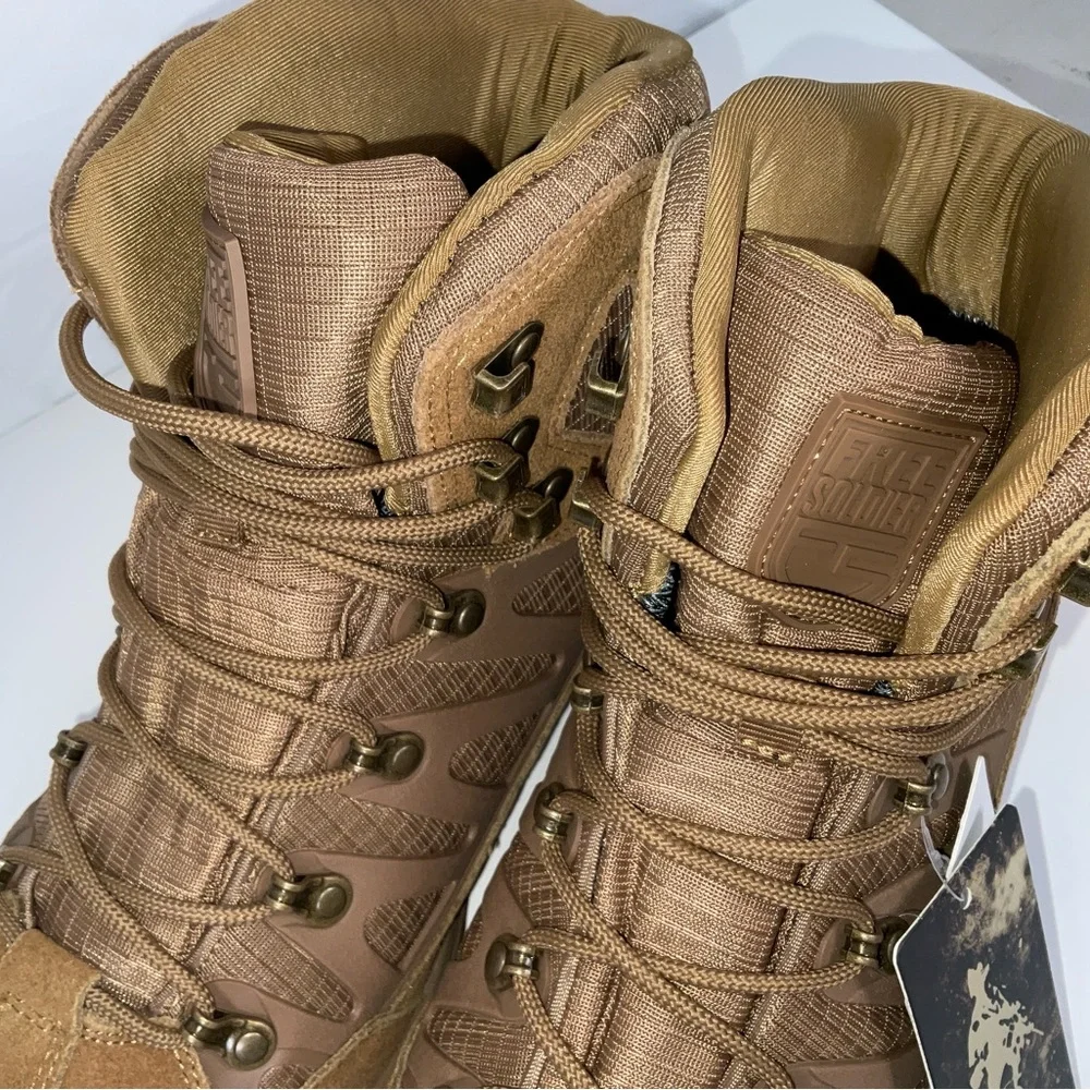 NIB Men’s Free Soldier ACC0022‎ Tactical 6” Waterproof Boots Coyote Brown 11.5